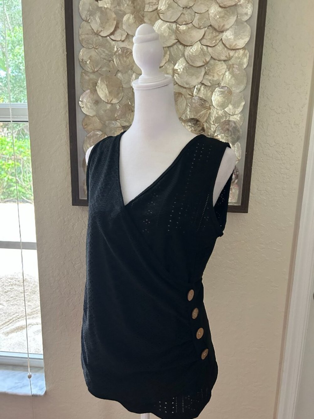 NWOT Black Eyelet Top